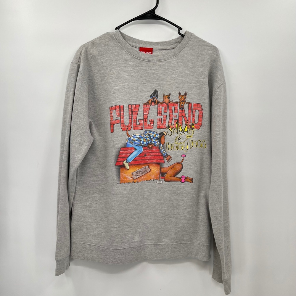 FULL SEND Snoop‎ Dogg Doggy Dogg Graphic Crewneck Sweatshirt M Grey